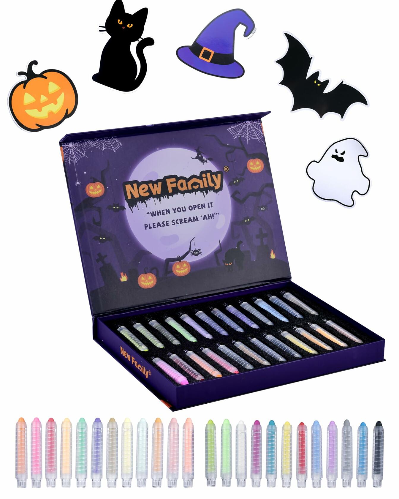 NewFamily Fantasy Colors Dustless Chalk Set 24 Colors Non-Toxic Washable