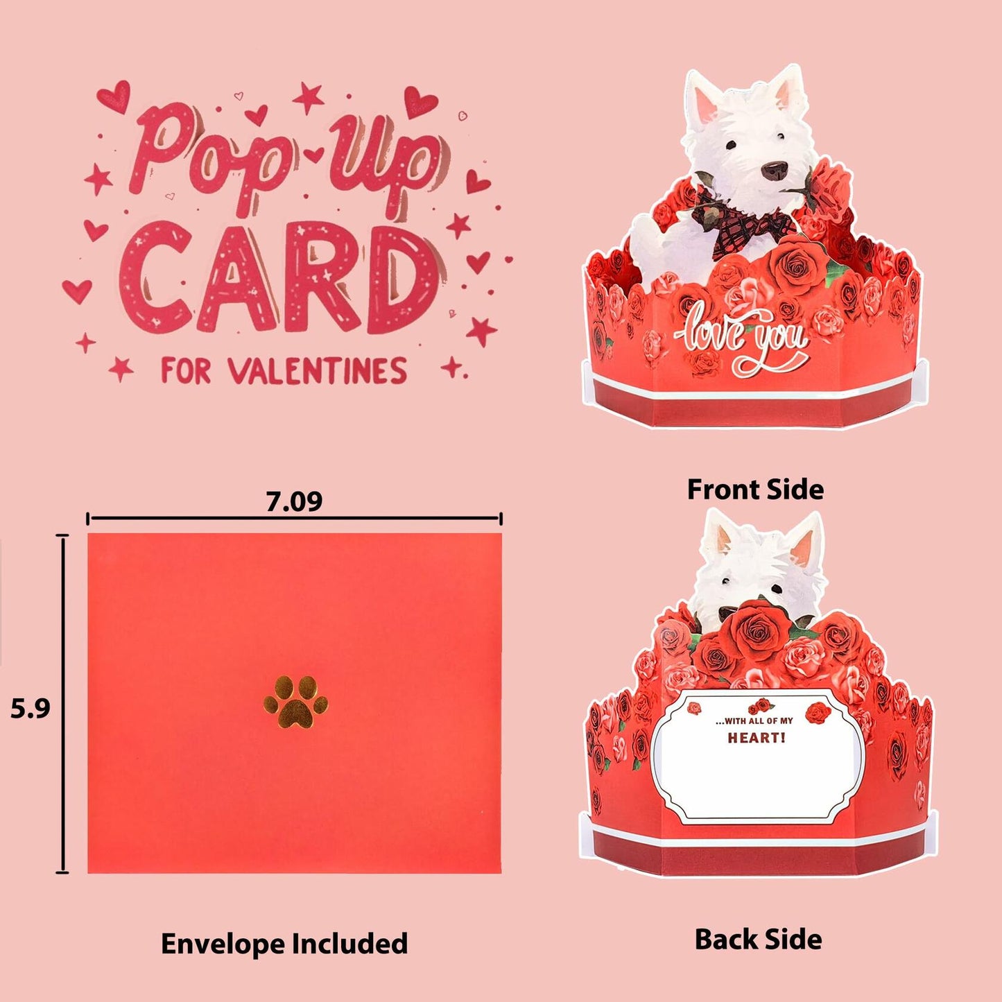 LUICONMO Dog Mom Gift Basket Red Romantic Valentines Mothers Day Westie