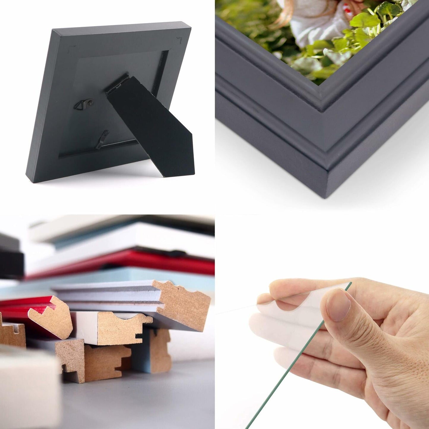 ZingVic 2Pcs 4x4 Wood Picture Frames Black Small Square Wall & Tabletop