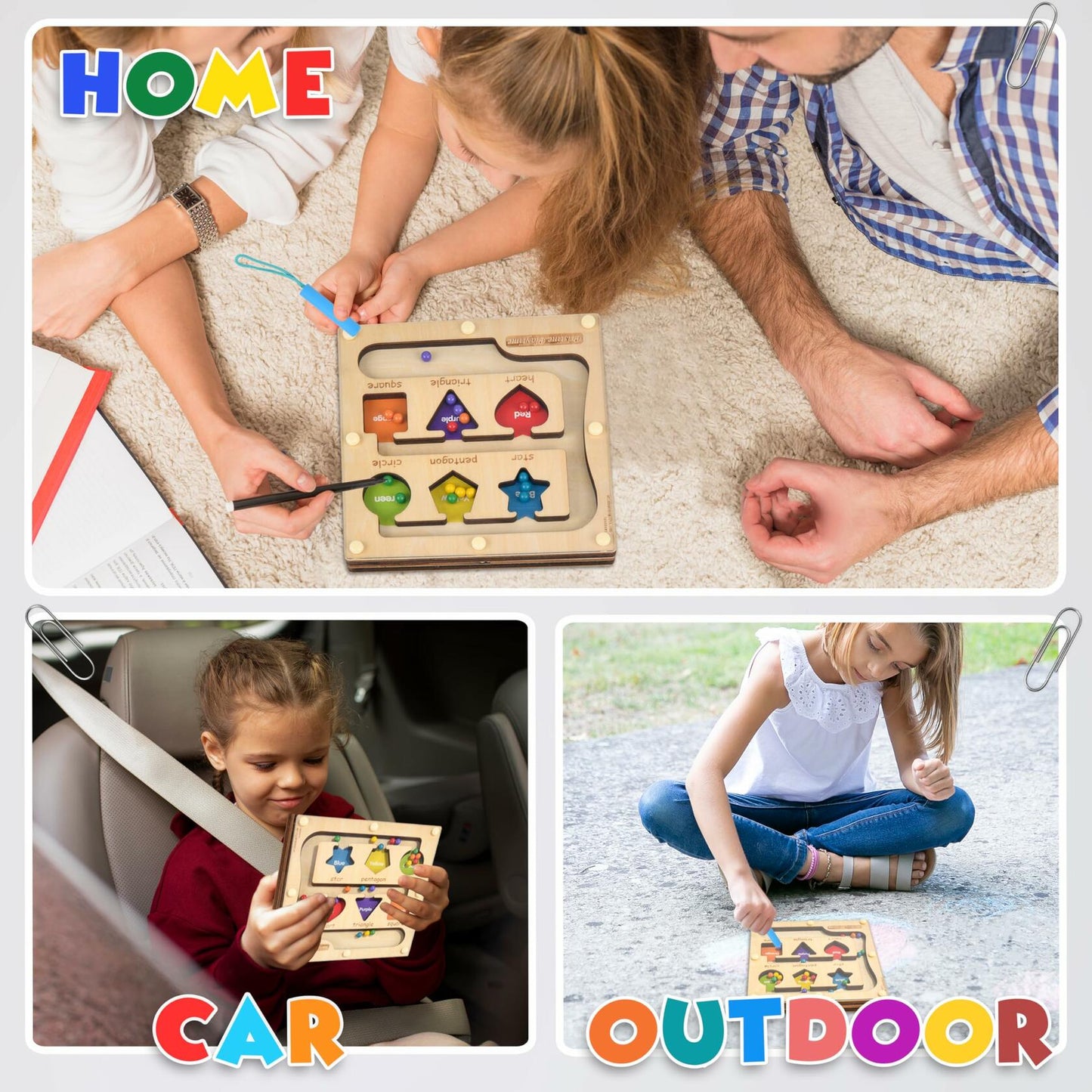 Montessori Magnetic Maze Board Wooden Puzzle Educational Toy Double Maze M