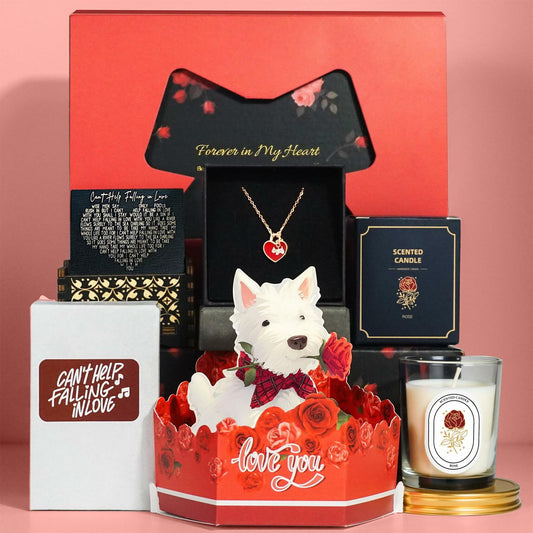 LUICONMO Dog Mom Gift Basket Red Romantic Valentines Mothers Day Westie