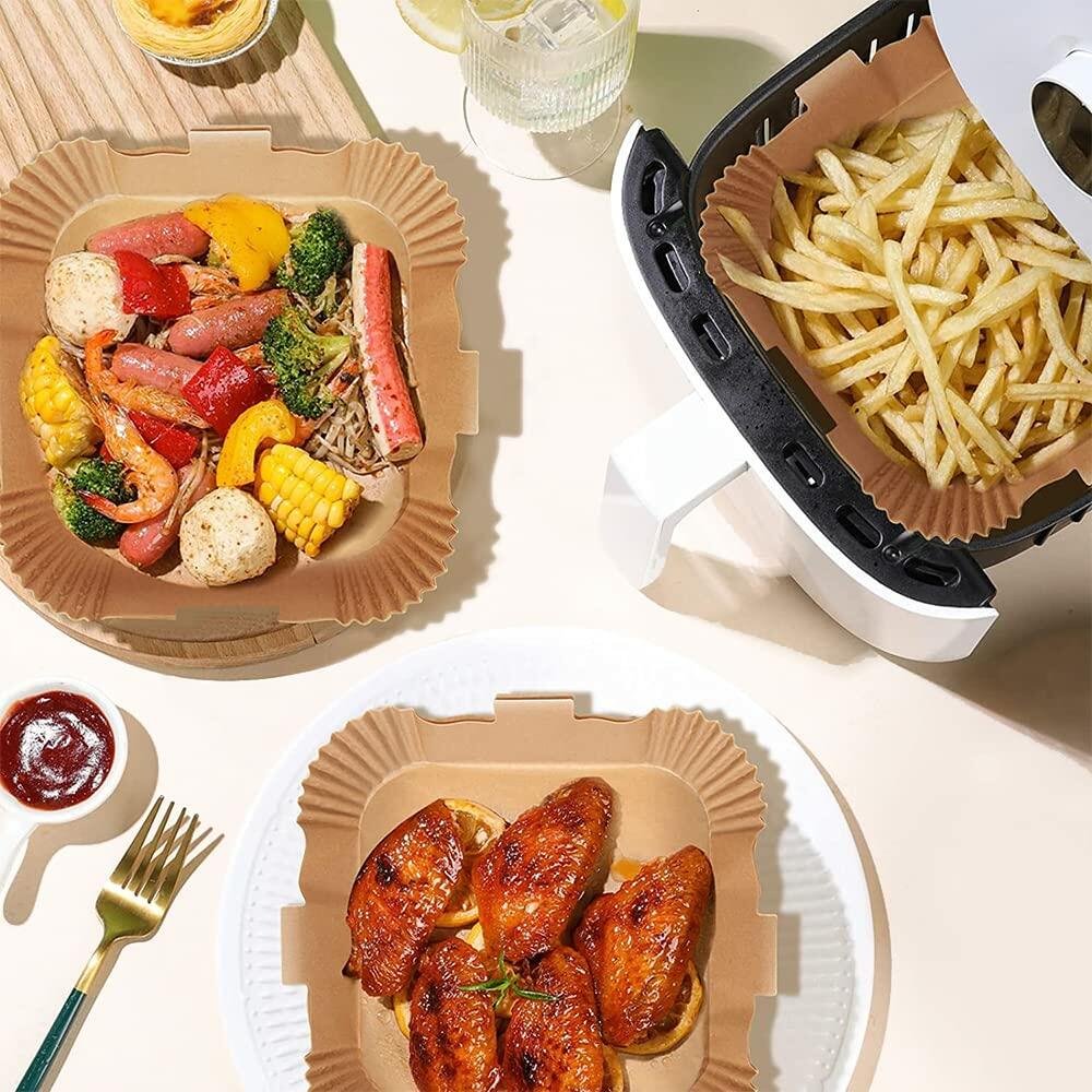 Air Fryer Disposable Paper Liner 8 Inch Non-Stick Oil-Proof 100 PCS White