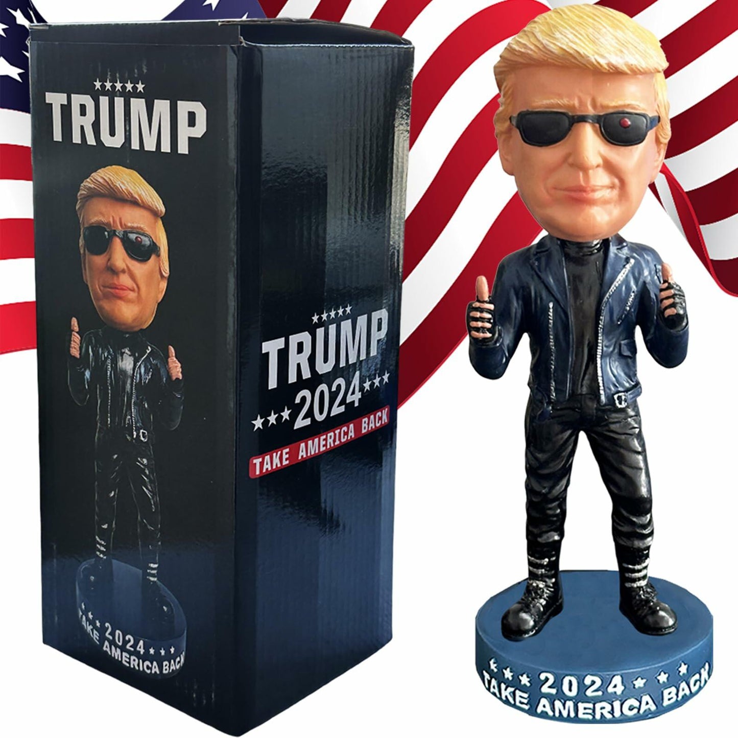 UKMPFGJ Donald Trump 2024 I Will Be Back Resin Puppet Black Political