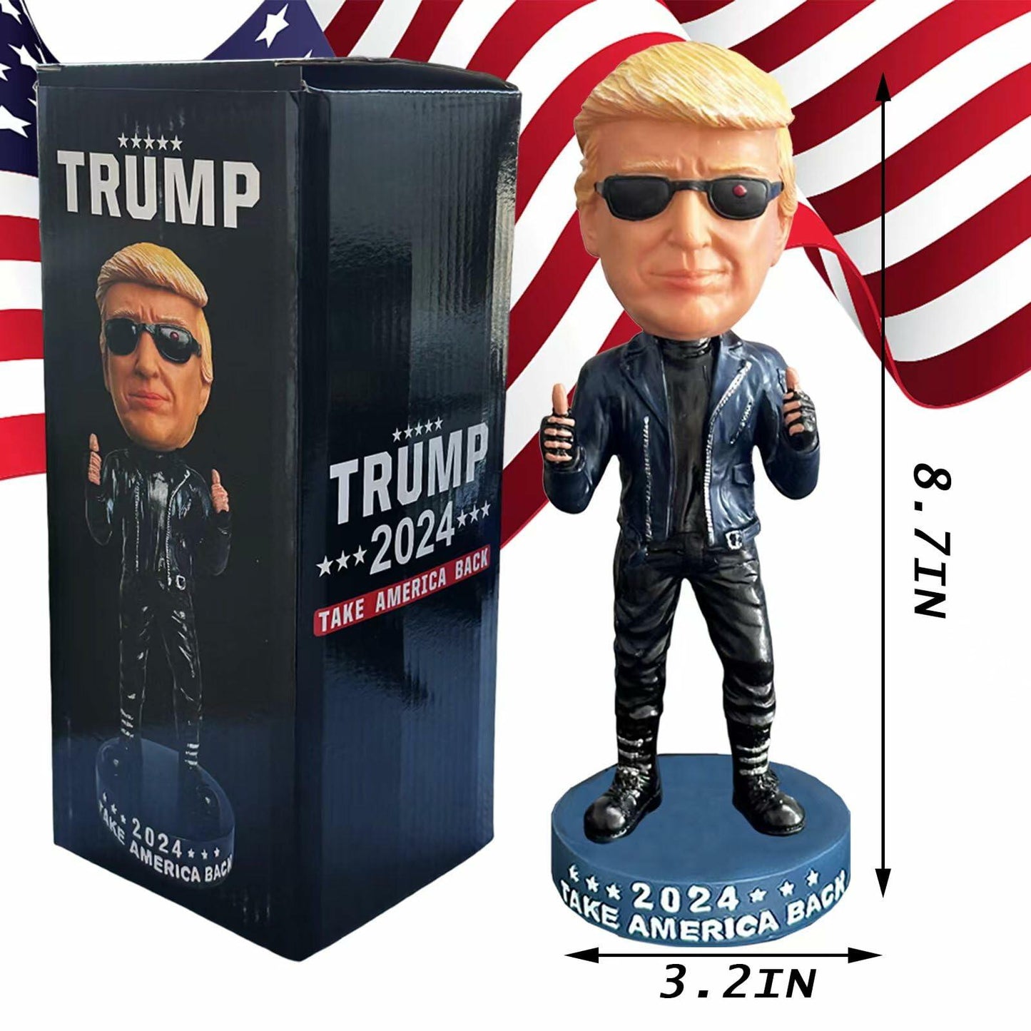UKMPFGJ Donald Trump 2024 I Will Be Back Resin Puppet Black Political