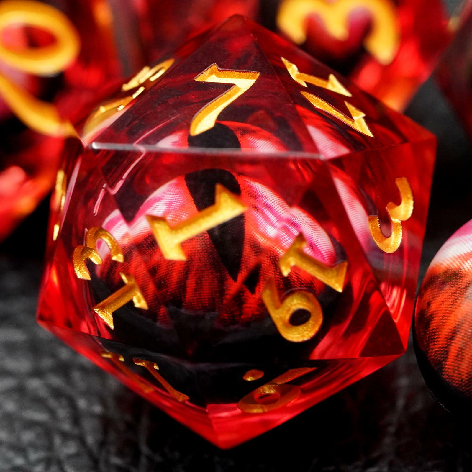 Maywin Dungeons & Dragons Liquid Core Dragon Eye Polyhedral Dice Set
