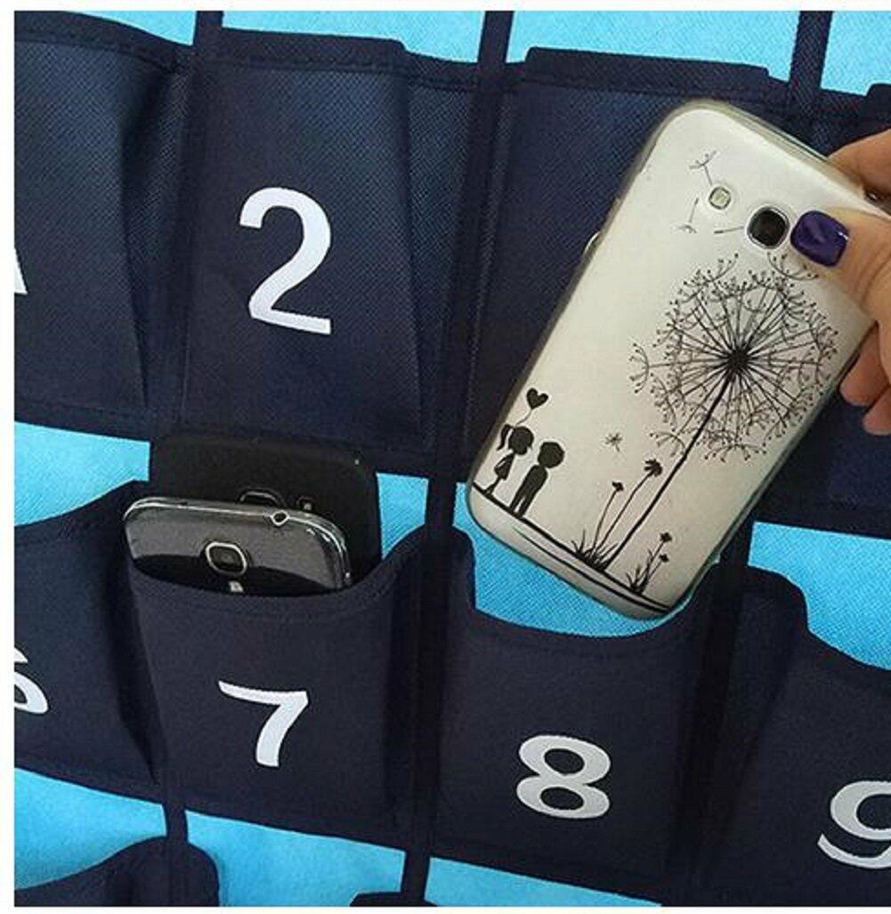 ANIZER Numbered Pocket Chart Over Door Classroom Organizer Blue 30 Pockets