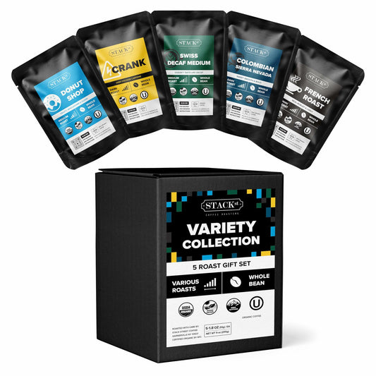 Stack Street Organic Gourmet Coffee Gift Set 5-Pack Whole Bean Sampler