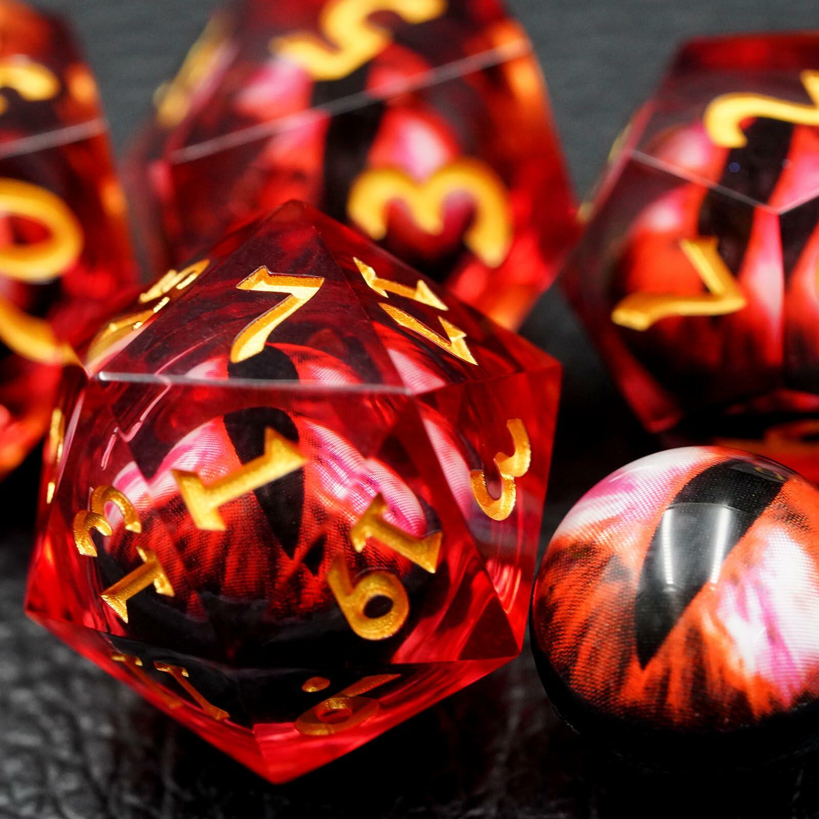 Maywin Dungeons & Dragons Liquid Core Dragon Eye Polyhedral Dice Set