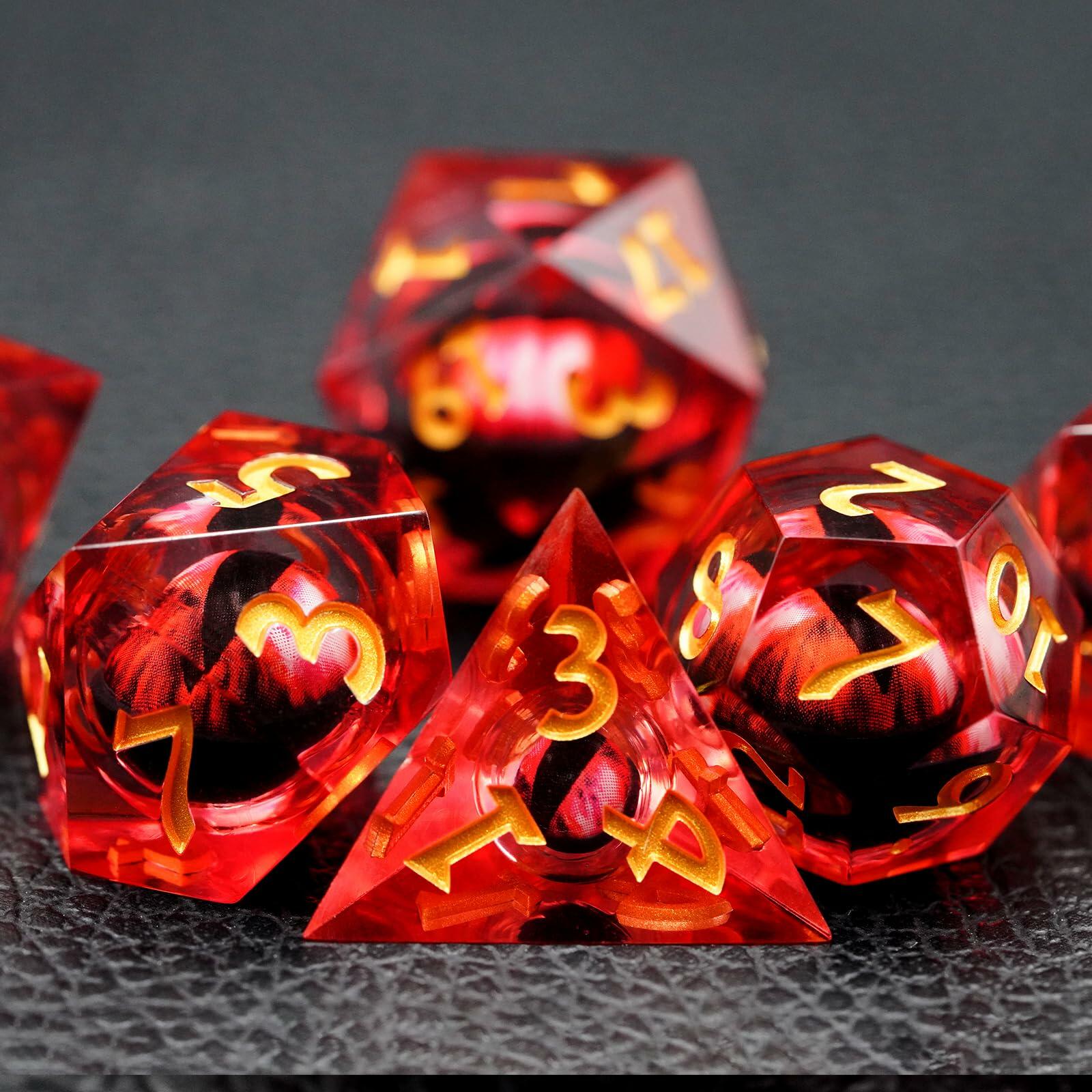 Maywin Dungeons & Dragons Liquid Core Dragon Eye Polyhedral Dice Set