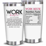 NewEleven 20 Oz Stainless Steel Tumbler Work Bestie White Coworker Gift