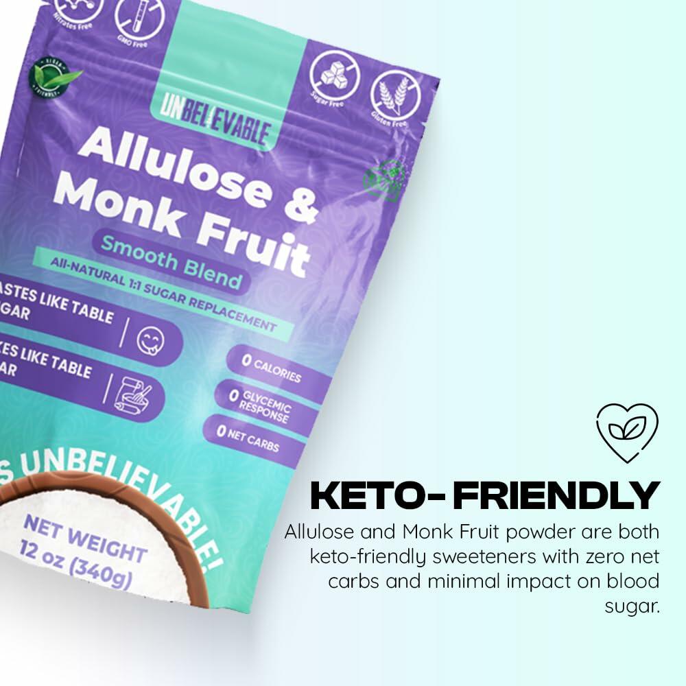 Unbelievable Monk Fruit Sweetener with Allulose 12oz Resealable Pouch