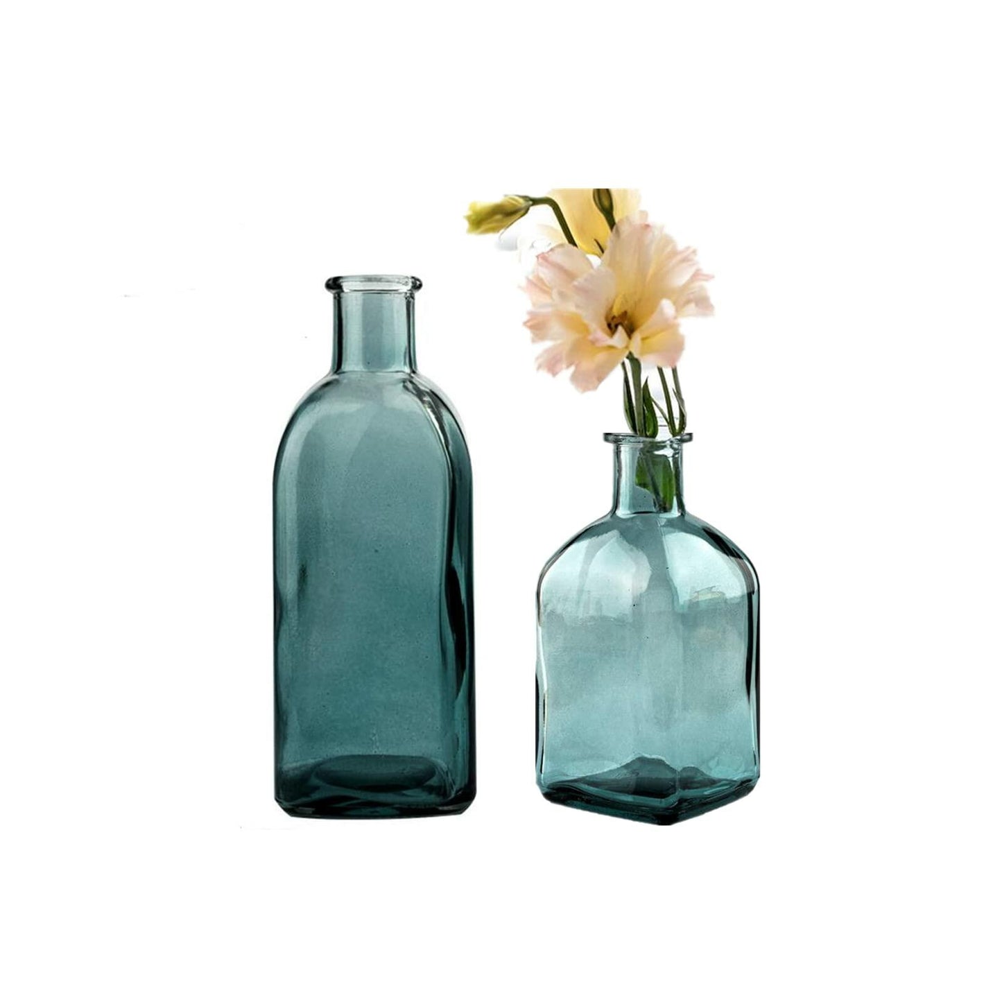 SHUILING Clear Bud Glass Vases 2 Sets Small Colorful Flower Vases Green