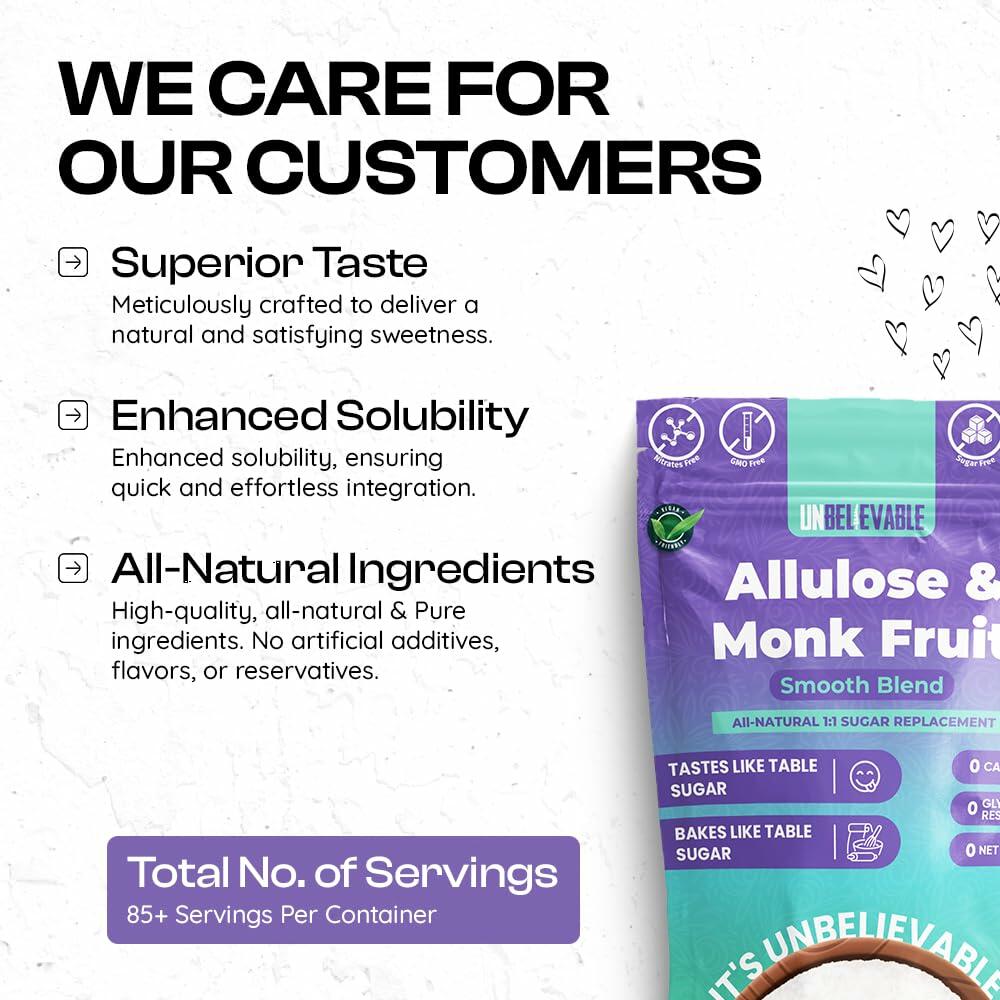 Unbelievable Monk Fruit Sweetener with Allulose 12oz Resealable Pouch