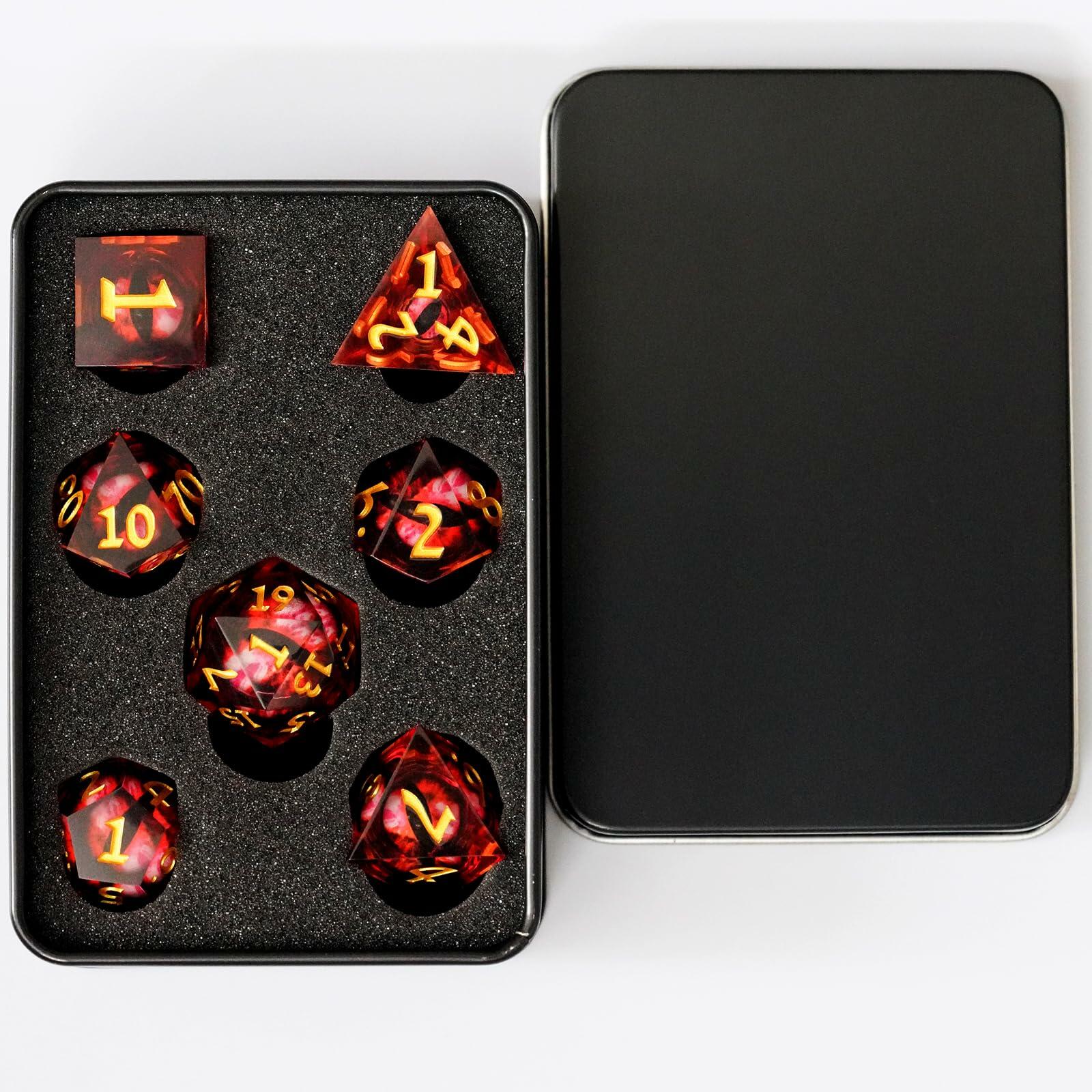 Maywin Dungeons & Dragons Liquid Core Dragon Eye Polyhedral Dice Set