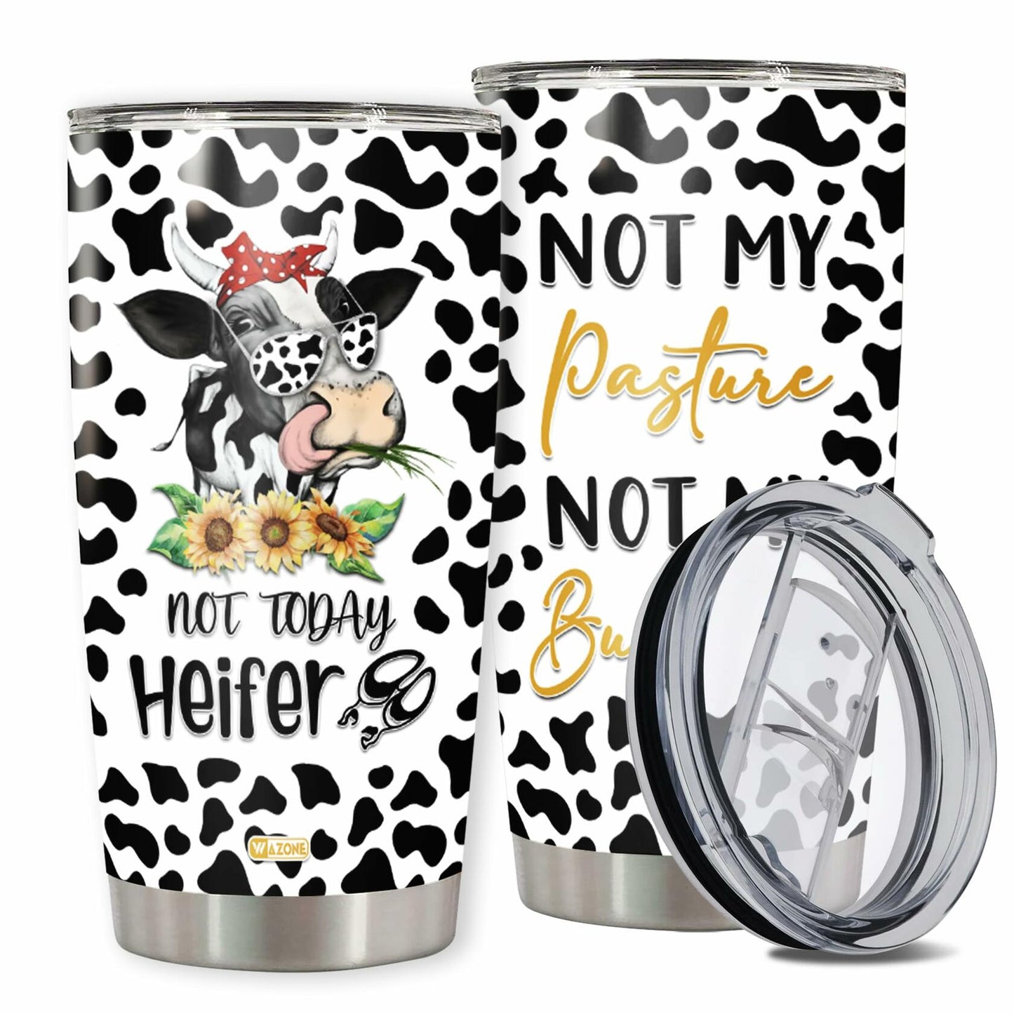 WAZONE Heifer Tumbler Cup Leopard Cow Stainless Steel 20oz Travel Mug