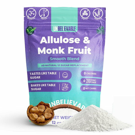 Unbelievable Monk Fruit Sweetener with Allulose 12oz Resealable Pouch