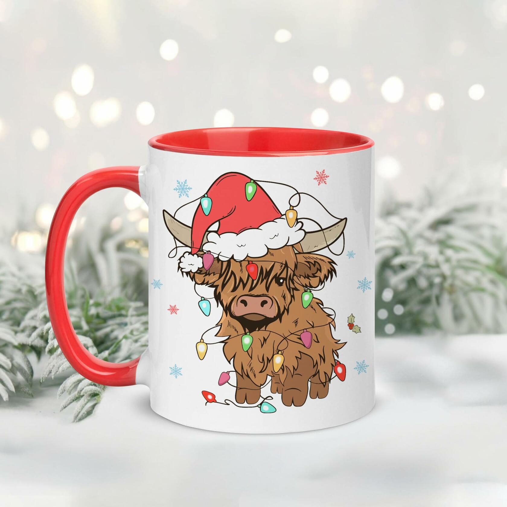 Hyturtle Highland Cow Coffee Mug 11oz Ceramic Christmas Color Xmas