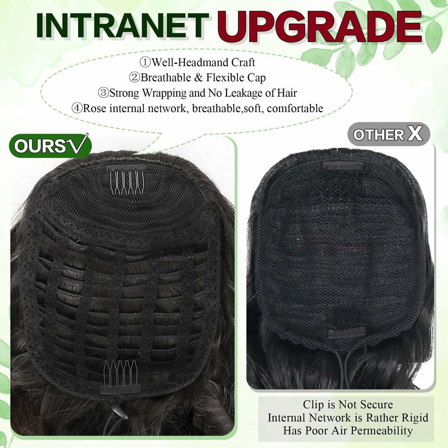 Mayouda 18in Wavy Clip-in Drawstring Ponytail Hair Extension Black Brown