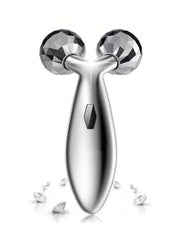 Rikss 3D Roller Face Massager Jade Skin Tightening Lifting Tool Silver