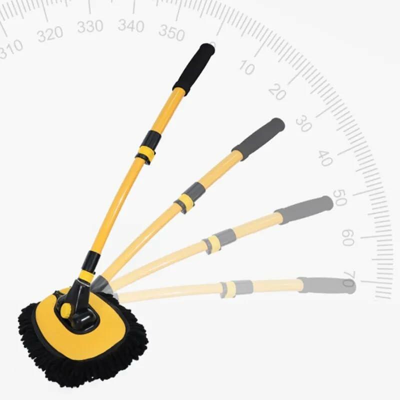 Generic Car Wash Brush Microfiber Mop Replaceable Head 15° Curved Pole Yellow