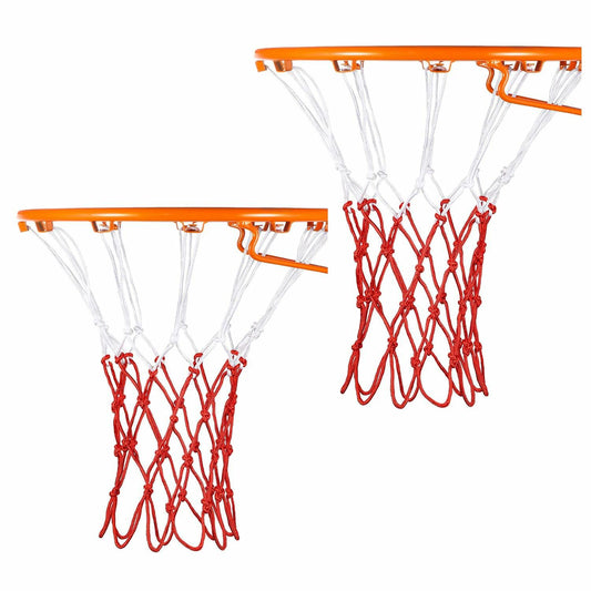 2 Pack Red White Basketball Net 12 Loops Polyester All Weather Durable