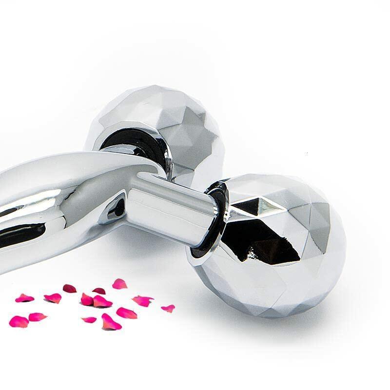 Rikss 3D Roller Face Massager Jade Skin Tightening Lifting Tool Silver