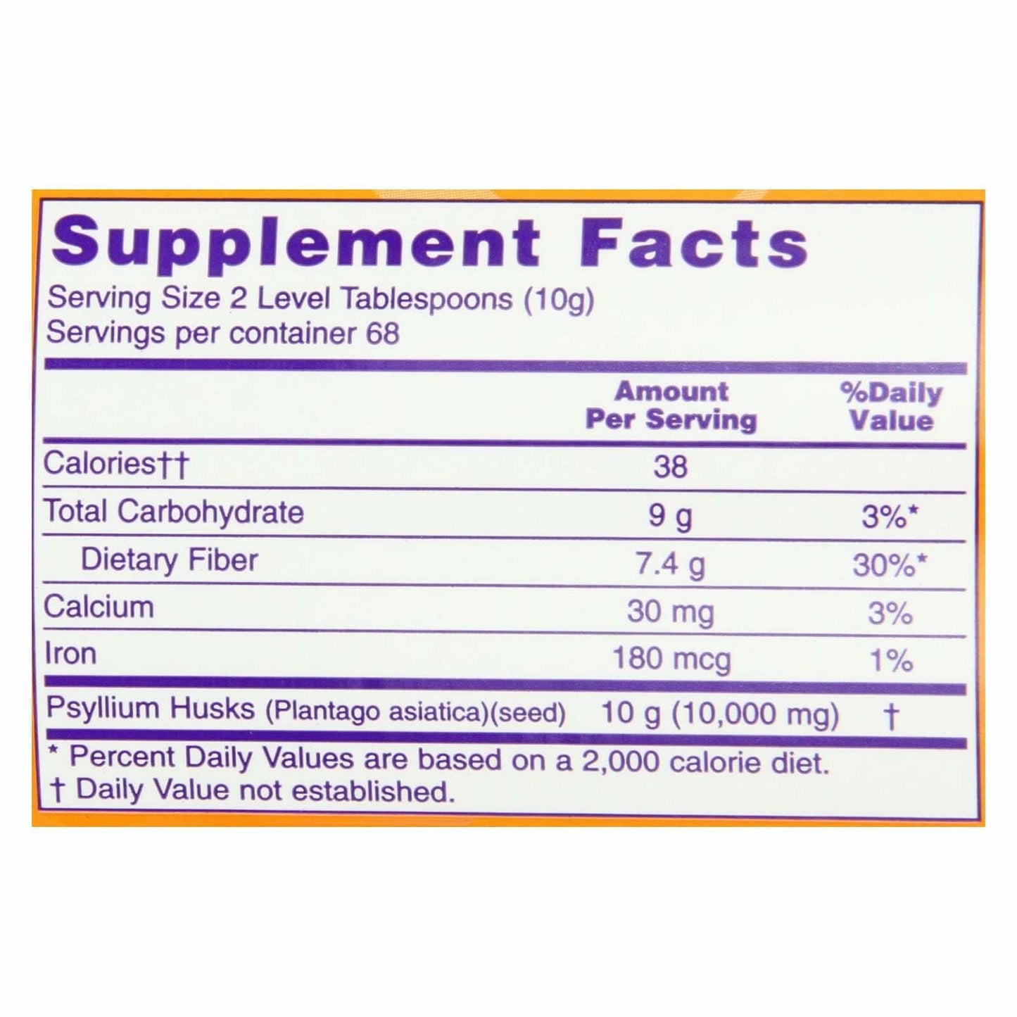 NOW Foods Whole Psyllium Husks Unflavored 24 oz (680 g) Soluble Fiber
