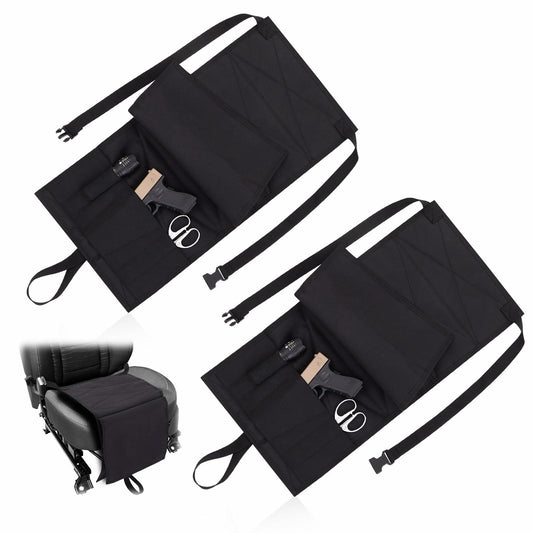 SmoothNovelty 2 Pcs Tactical Car Gun Holsters with Pocket Cover Adjustable Strap