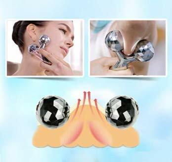 Rikss 3D Roller Face Massager Jade Skin Tightening Lifting Tool Silver