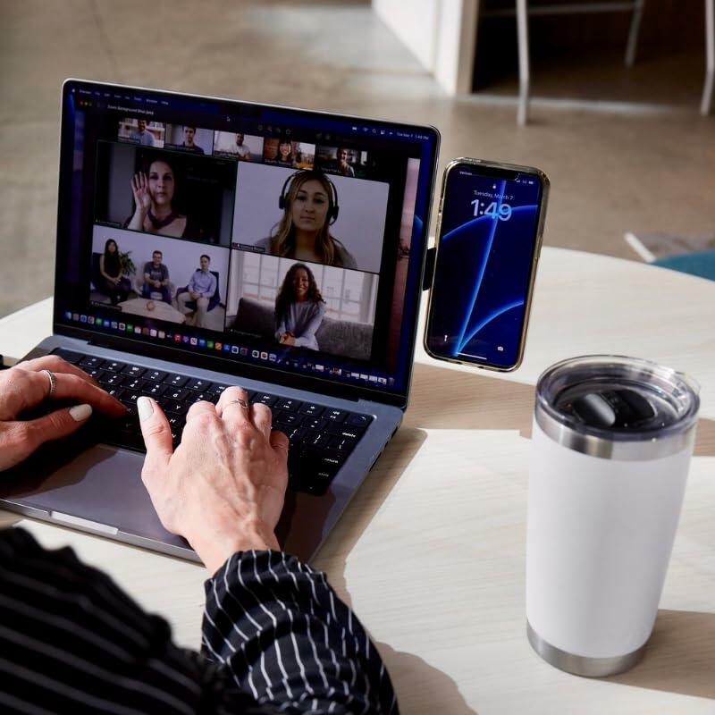 TechLok SideEye Phone Mount Magnetic Holder for Laptop Smartphone Silver