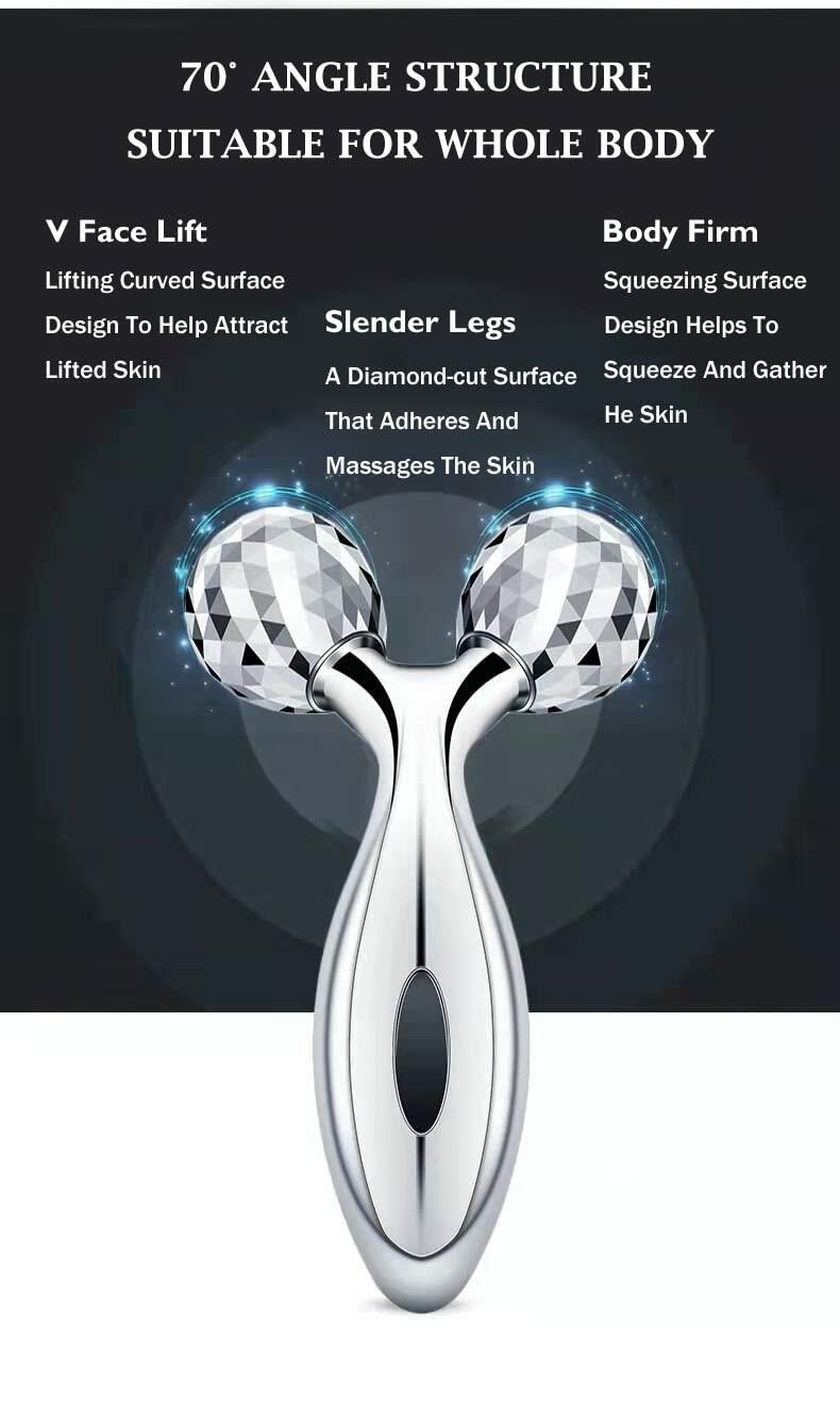 Rikss 3D Roller Face Massager Jade Skin Tightening Lifting Tool Silver