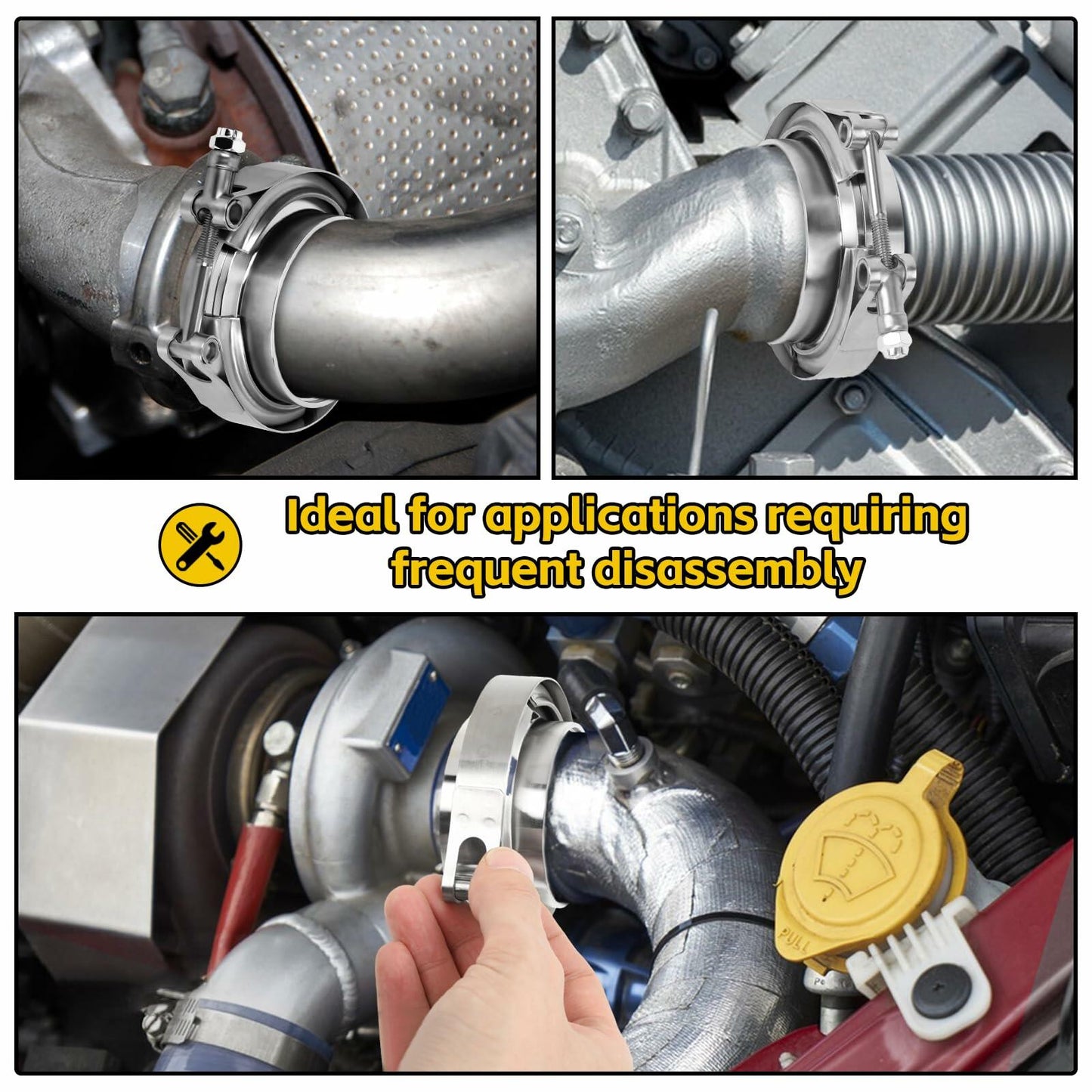 ZEHCLP V Band Clamp 304 Stainless Steel Butt Joint 2.0 inch Silver 2 pcs