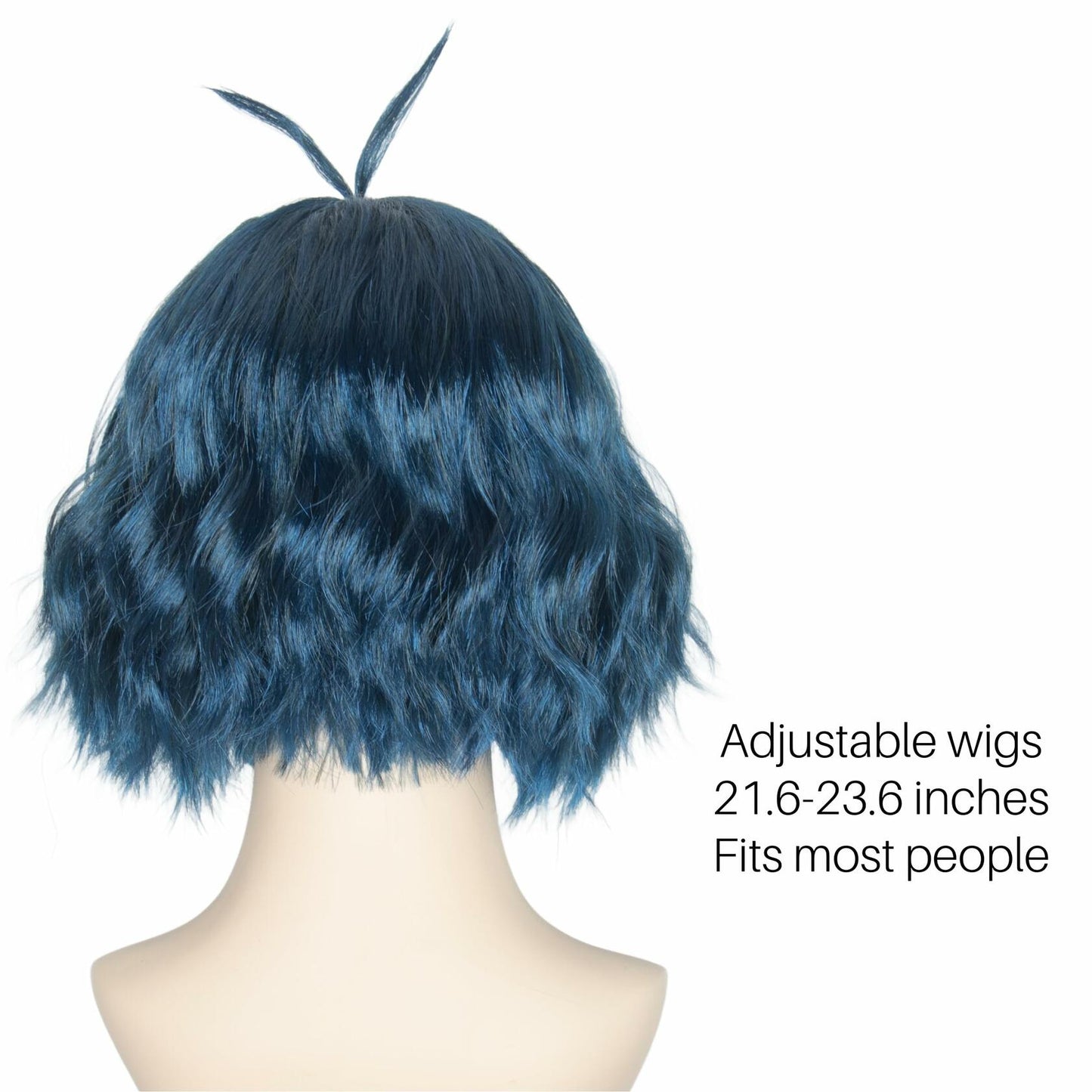 Miss U Hair Short Wavy Deep Blue Anime Cosplay Wig with Purple Hairpins
