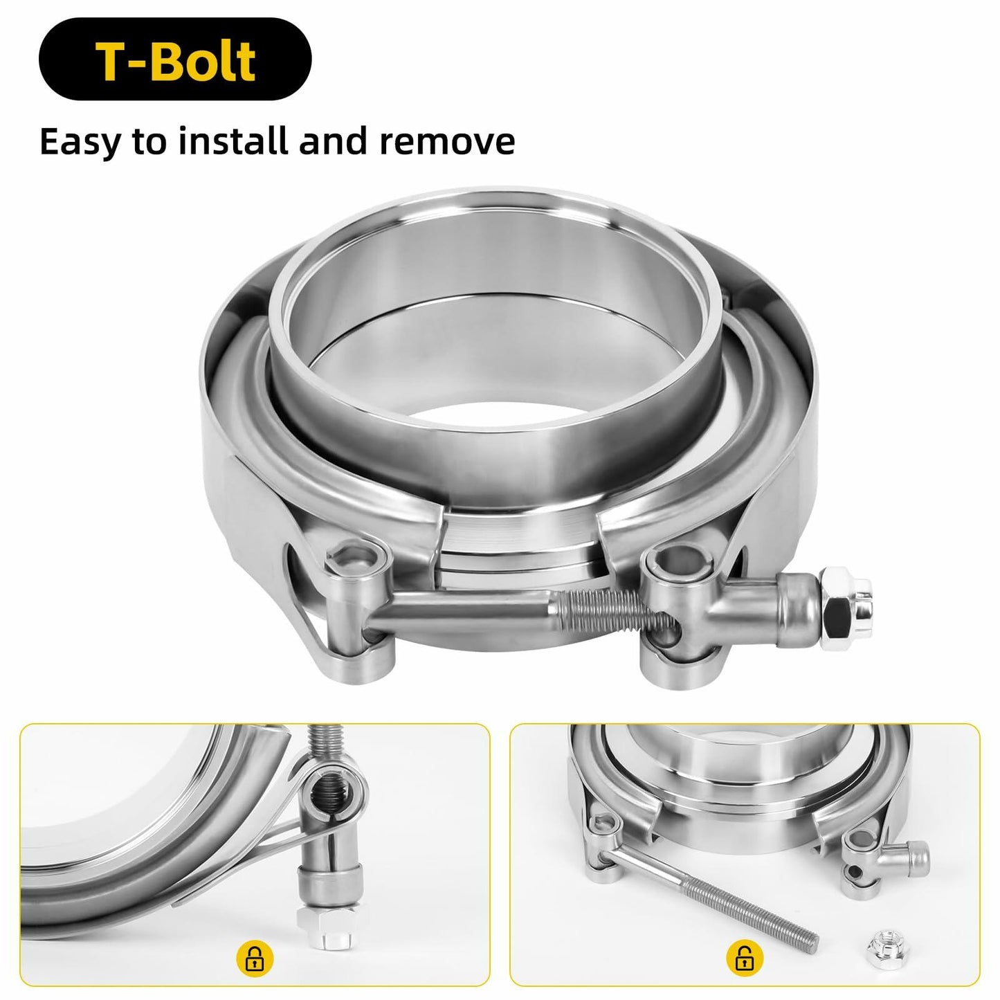 ZEHCLP V Band Clamp 304 Stainless Steel Butt Joint 2.0 inch Silver 2 pcs