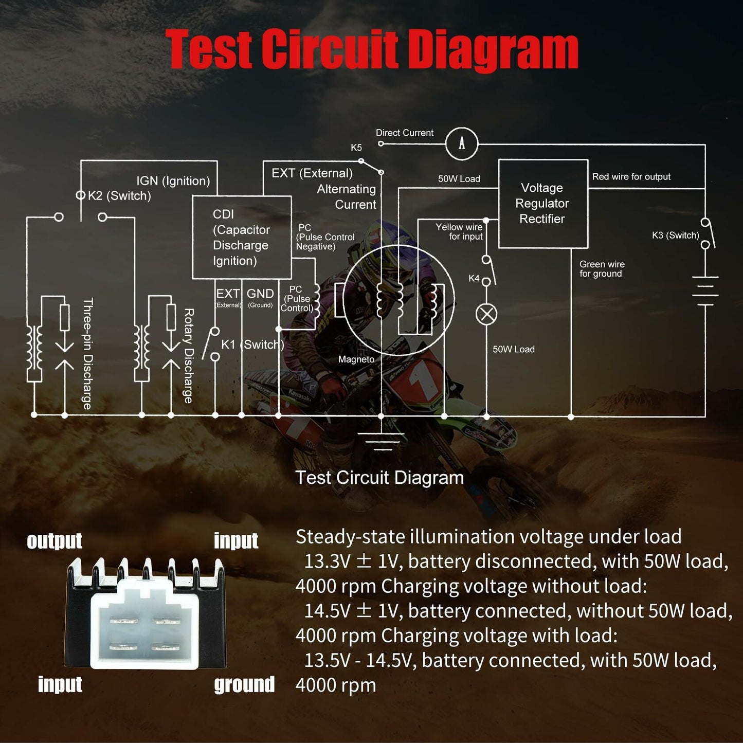ChenXL 2 Pack OEM Half Wave Voltage Regulator Rectifier 4 Pin Tao Tao ATA-110