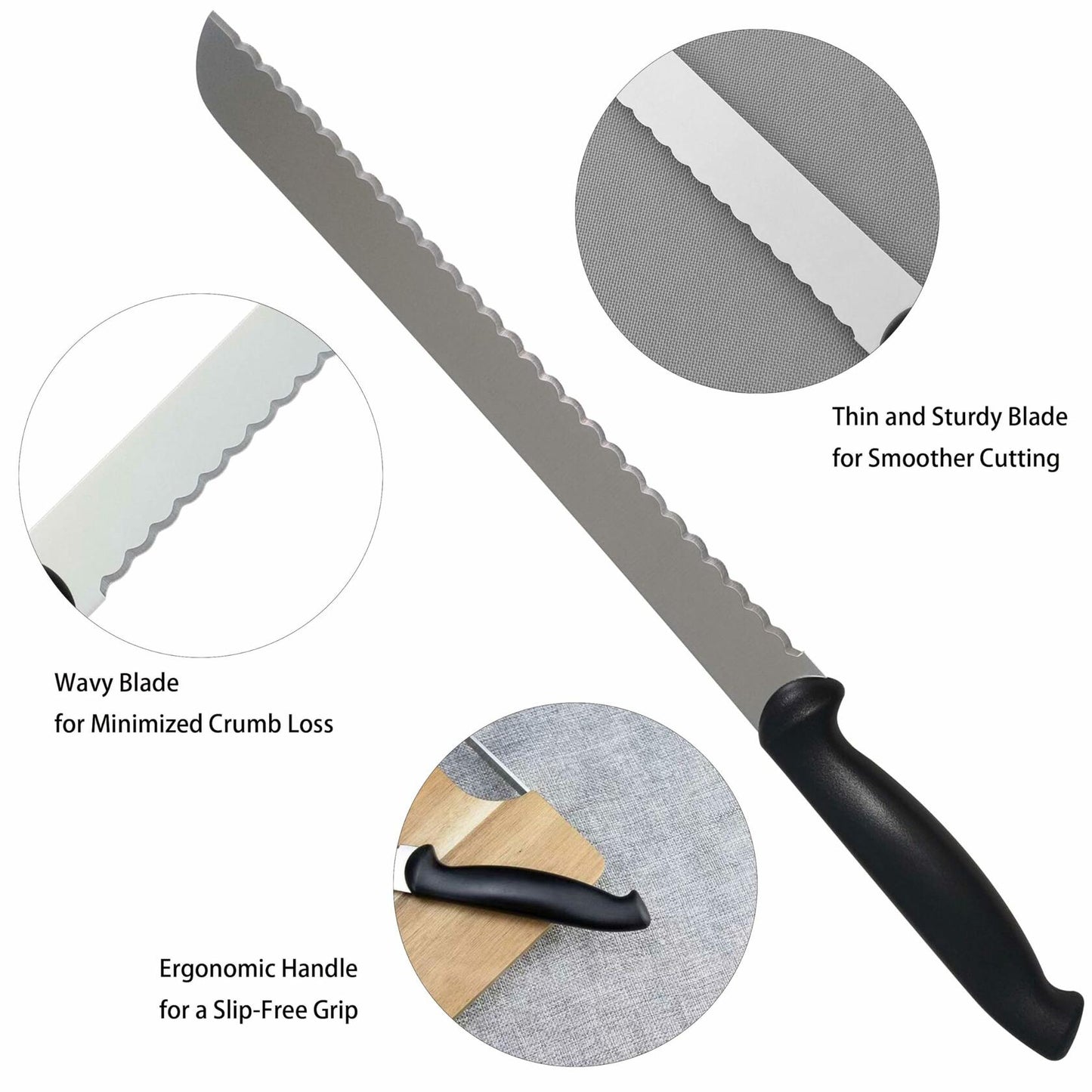 LiinkBeauty Stainless Steel Bread Knife 10-Inch Silver Small