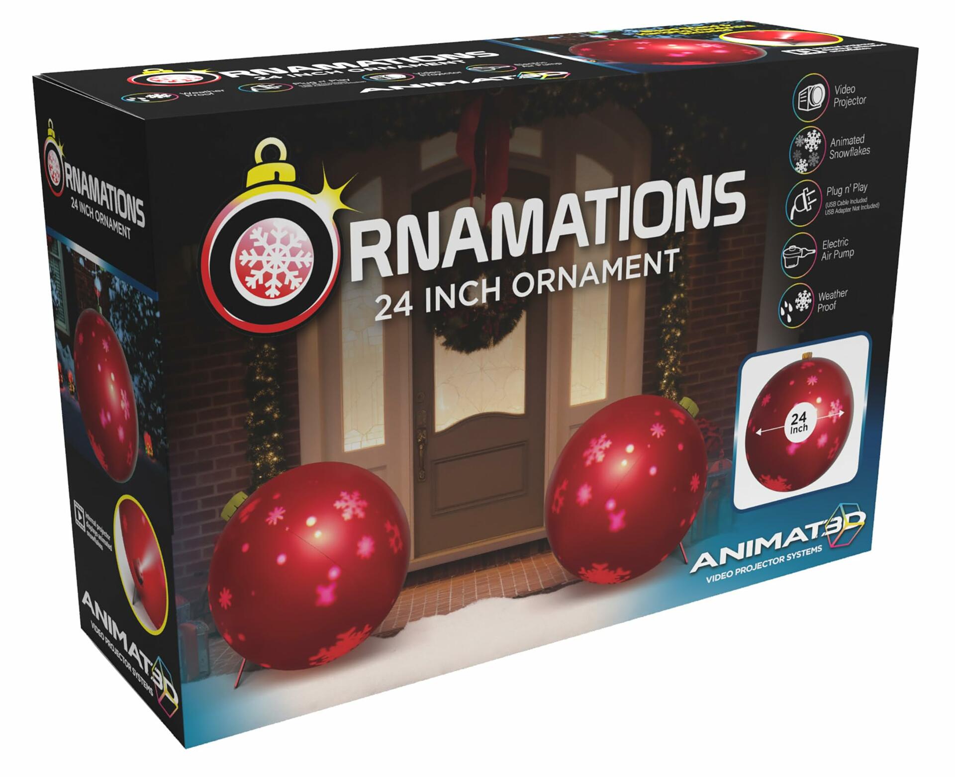 ANIMAT3D Mr. Chill 24in Red Inflatable Animated Christmas Ornament with Pump
