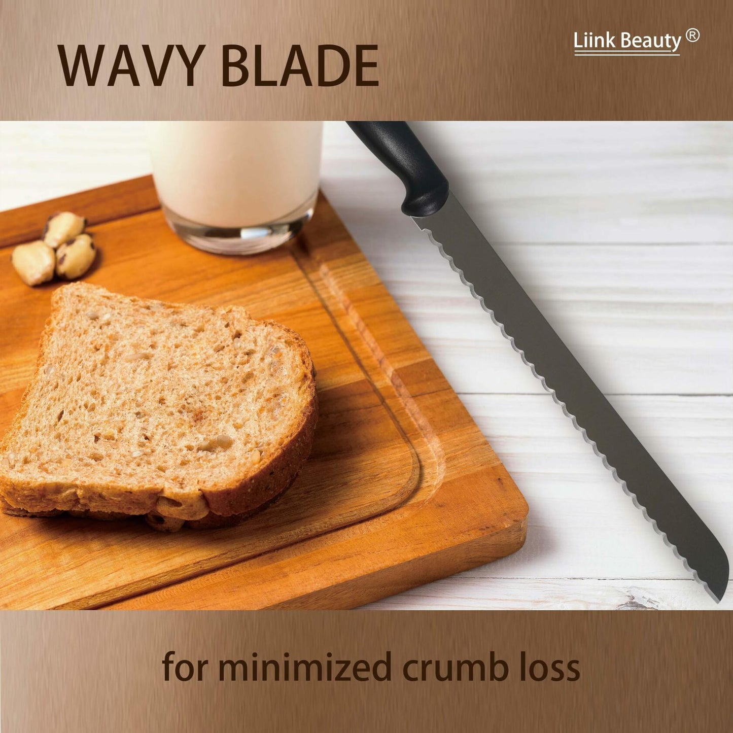 LiinkBeauty Stainless Steel Bread Knife 10-Inch Silver Small