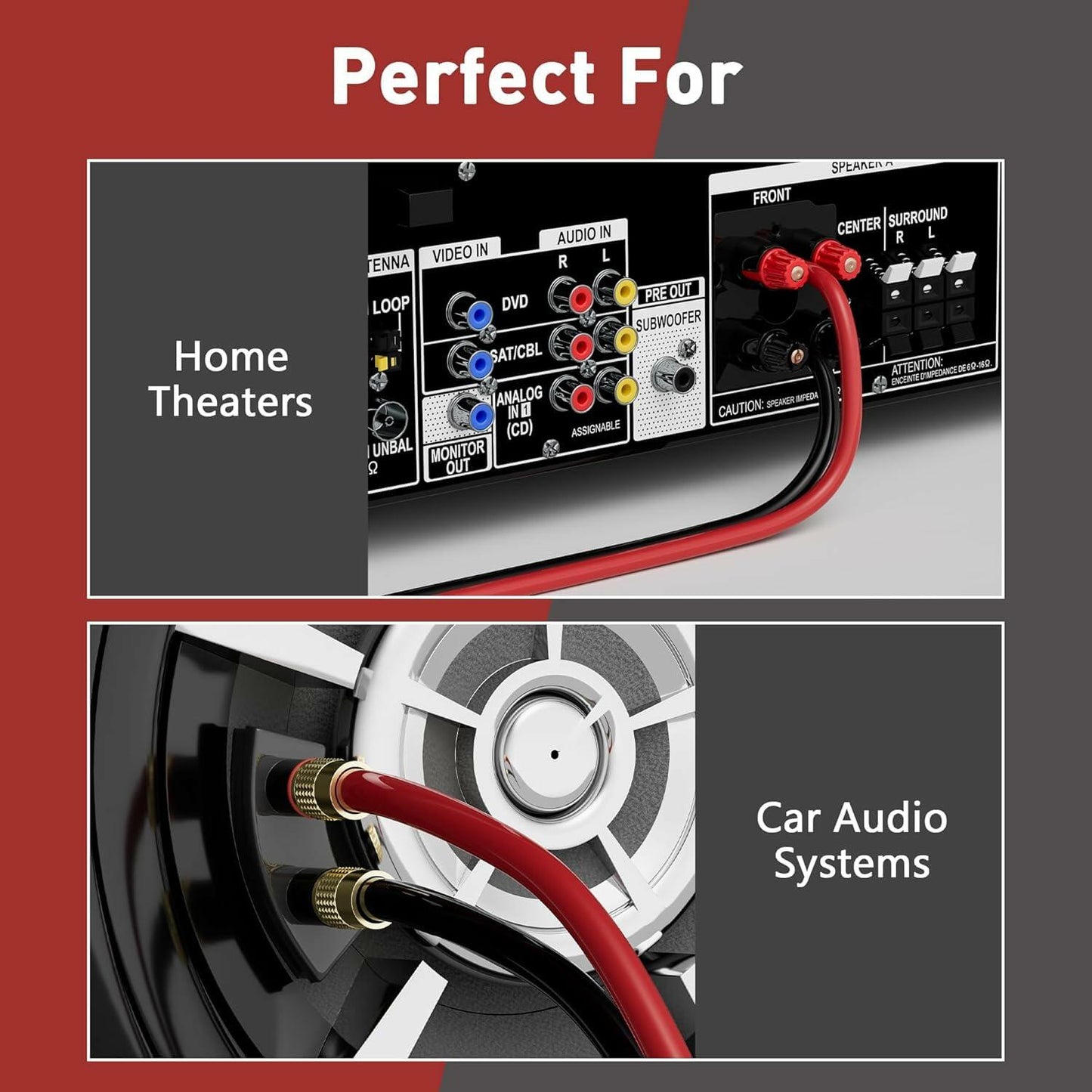 HiFind 14/2 Gauge 75FT Red Black Electrical Wire Cable 14AWG Speaker Wire