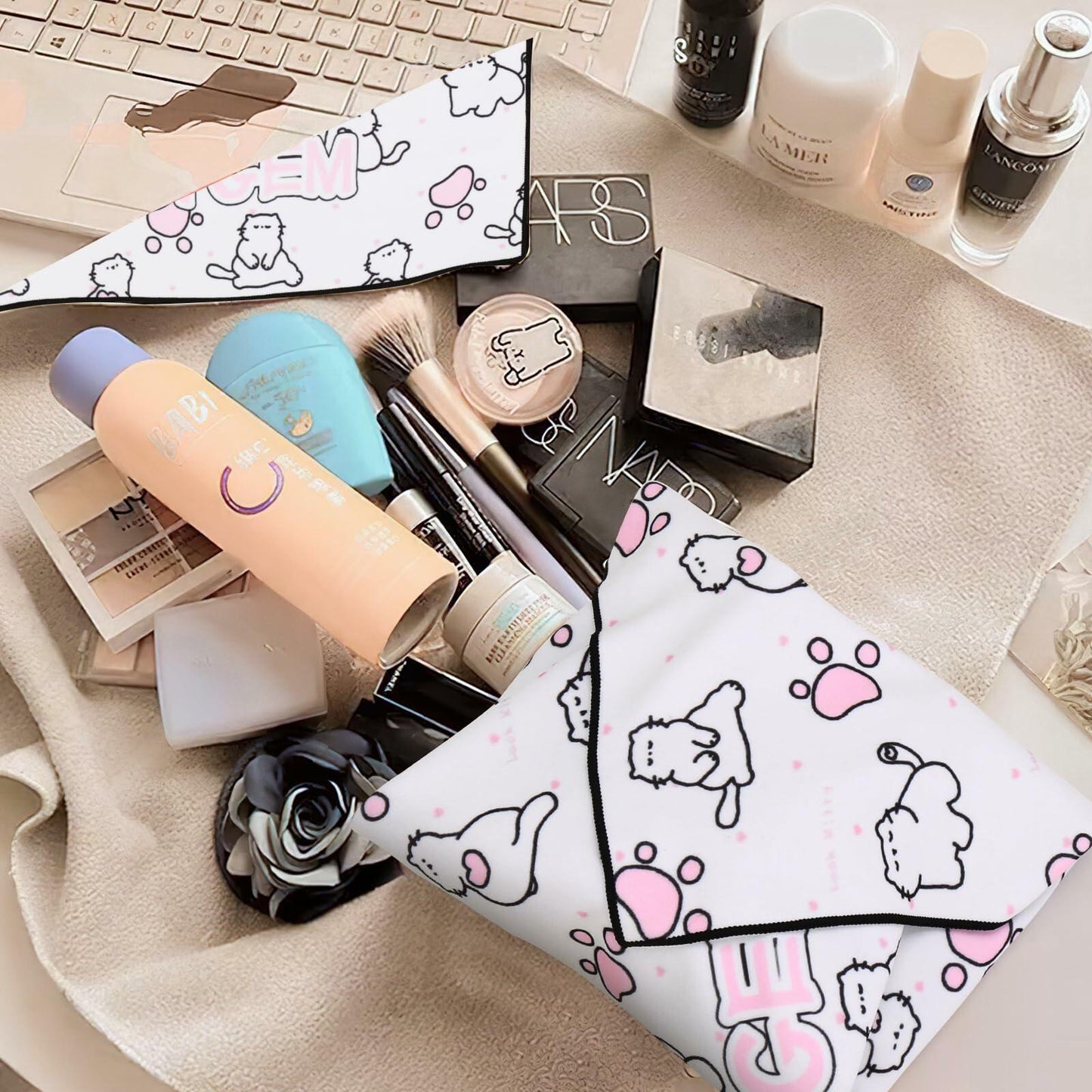 SANWICH Magic Cloth Makeup Bag Clear Hemp 2PCS Portable Cosmetic Organizer