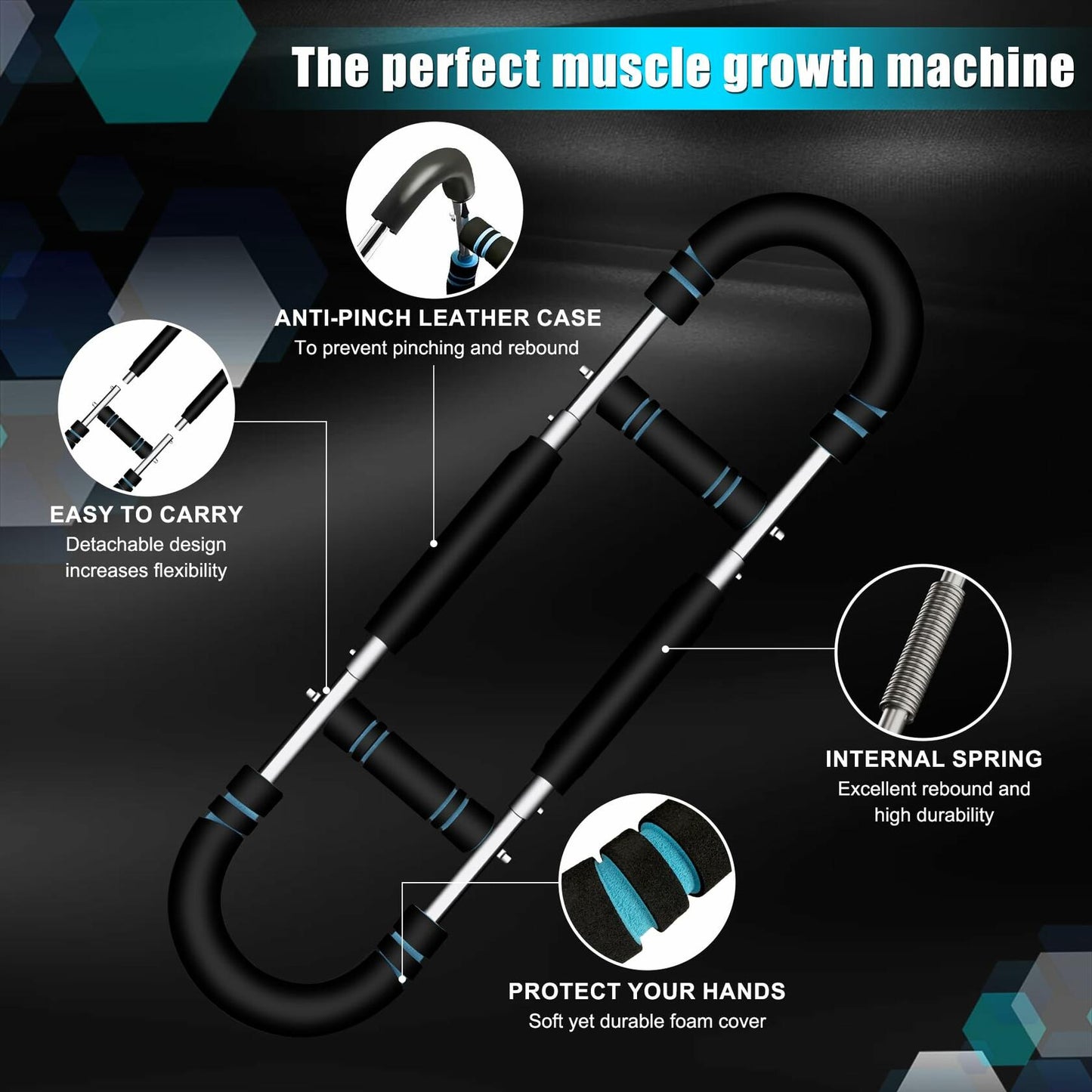 CNEYSID Twister Arm Trainer 6 Levels 60-110 lbs Stainless Steel Black