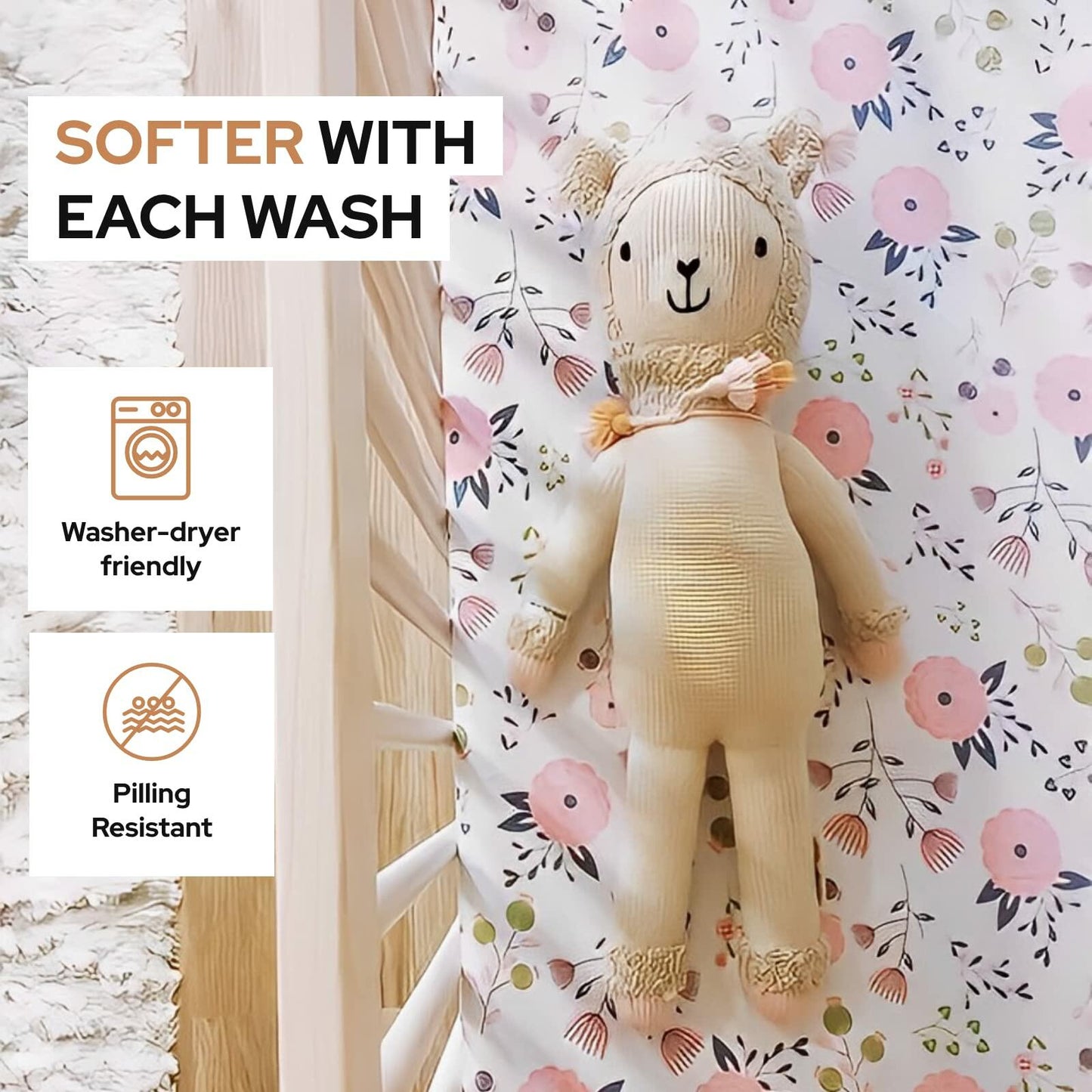 Pickle & Pumpkin Mini Crib Sheet Floral Pink Organic Cotton 2-Pack