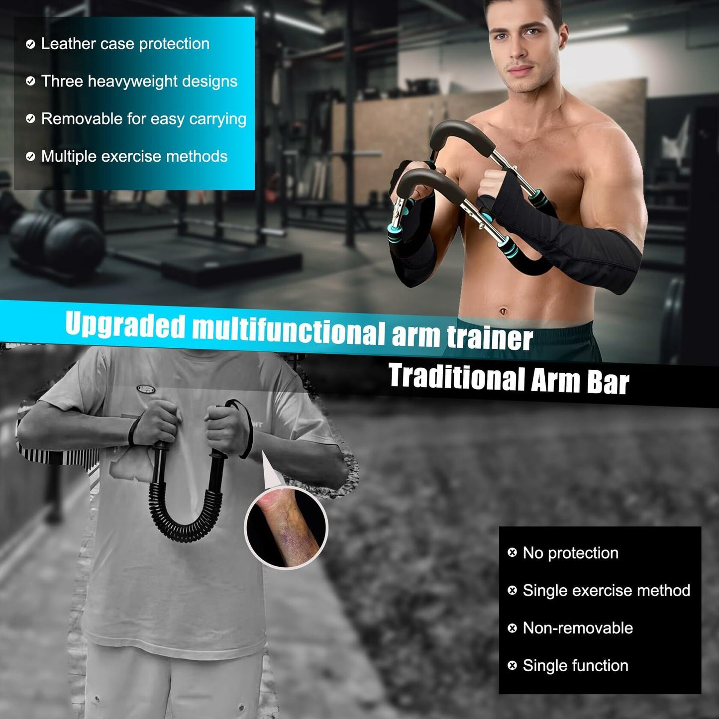 CNEYSID Twister Arm Trainer 6 Levels 60-110 lbs Stainless Steel Black