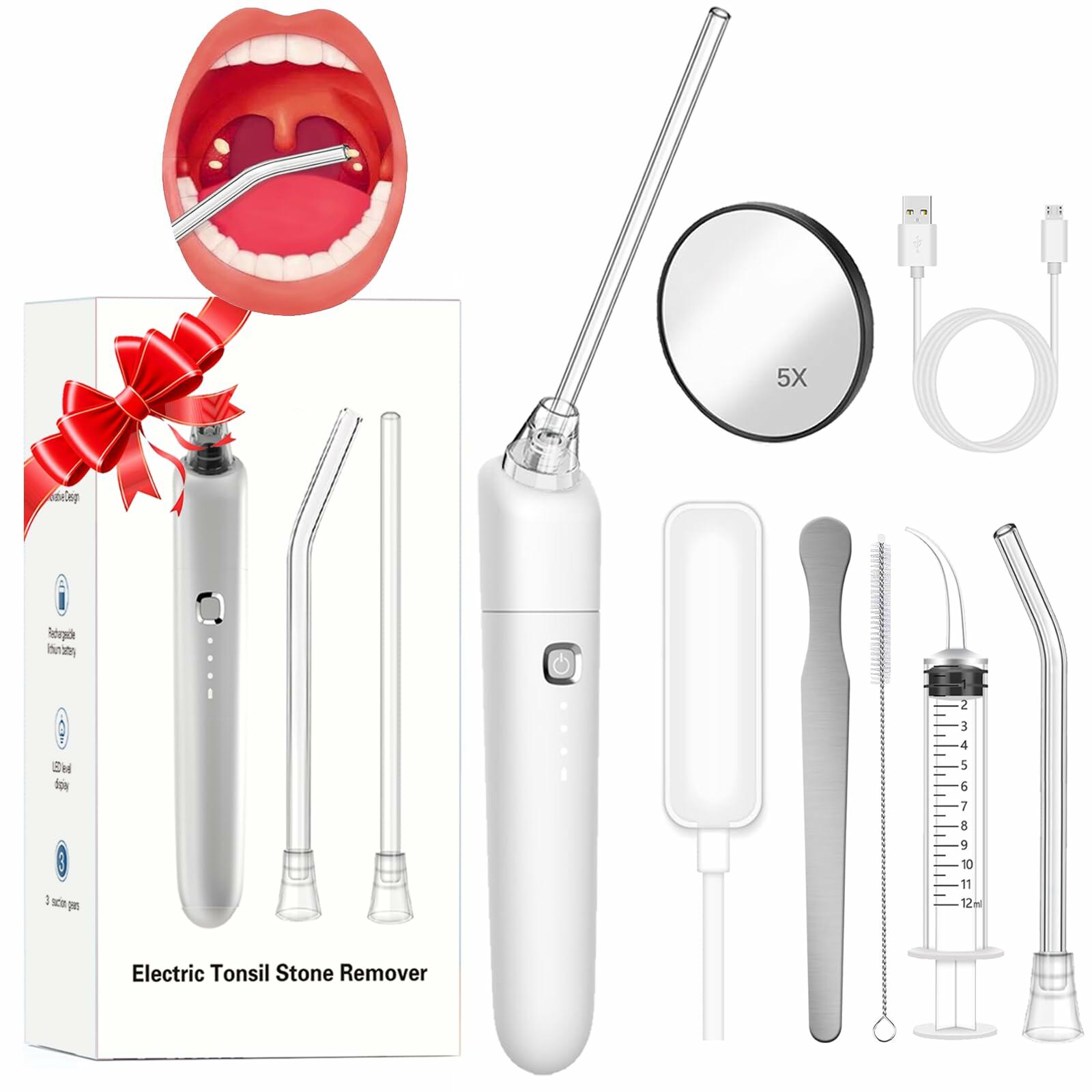 TRUSTV Electronic Tonsil Stone Remover Kit 9PCS Vacuum White Stainless Steel
