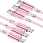 Awnuwuy USB C to USB C Cable 100W Fast Charging Pink 6.6ft 3-Pack