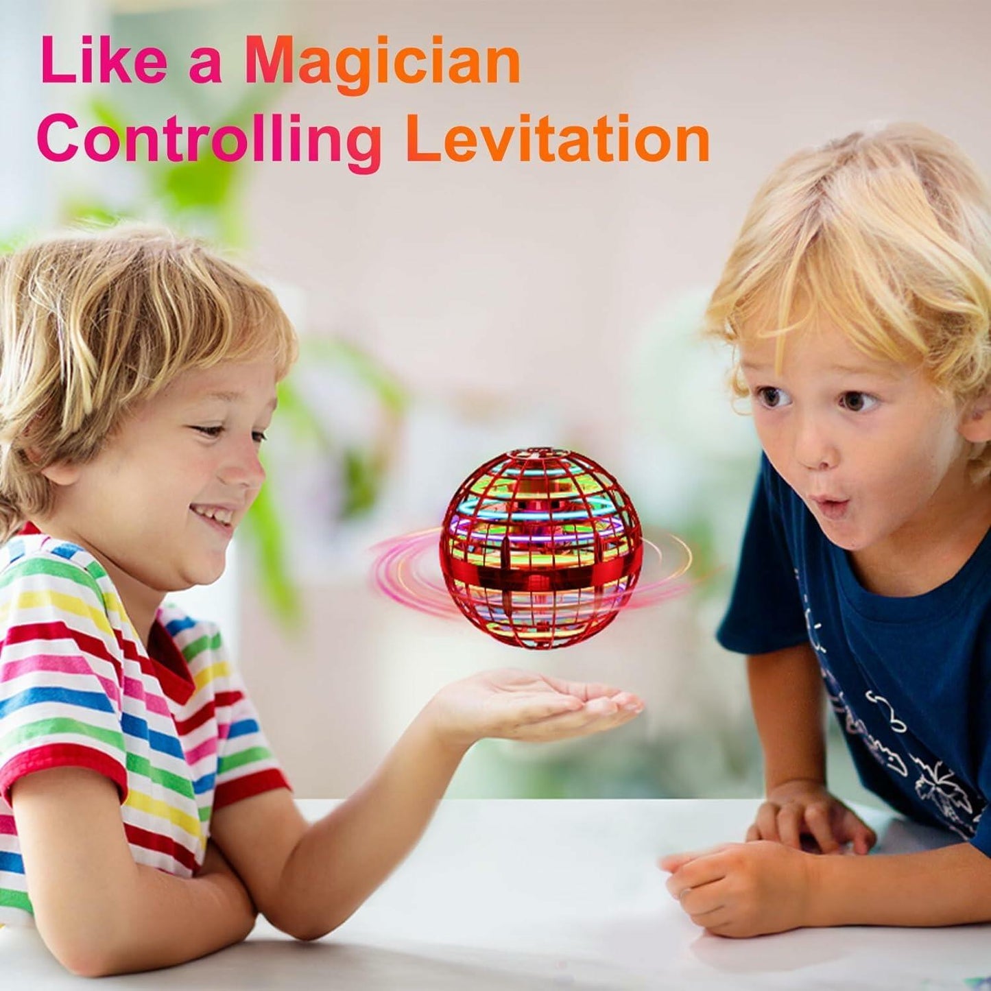 RSNG Flying Orb Ball Spinner Mini Drone 360 Rotating LED Toy Pink