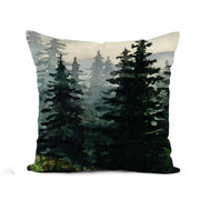 Awowee Flax Throw Pillow Cover Blue Winter Landscape 16x16 Cotton Linen
