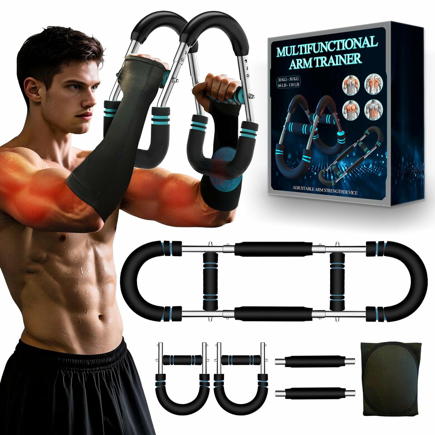 CNEYSID Twister Arm Trainer 6 Levels 60-110 lbs Stainless Steel Black