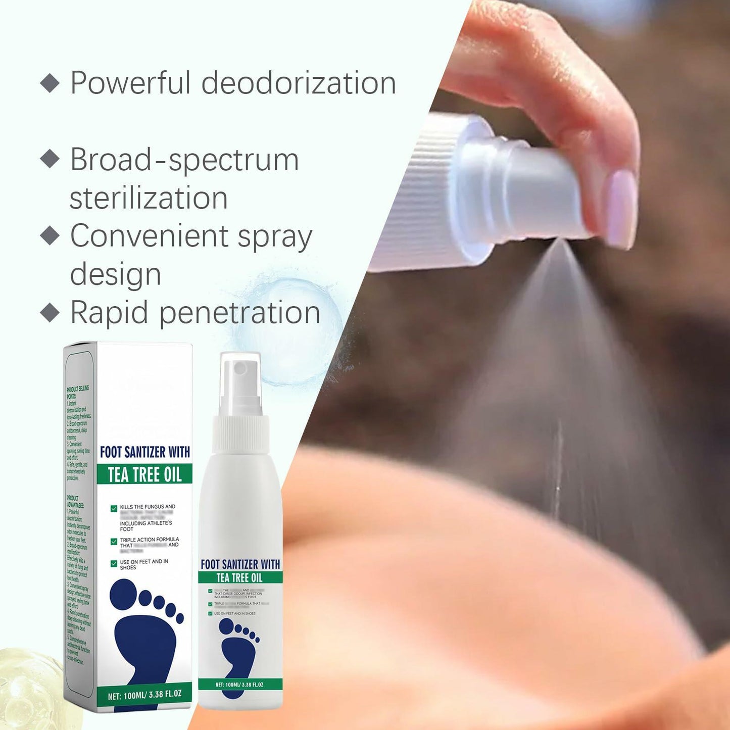 Generic Foot Sanitizer Spray with Tea Tree Oil Clear 1PCS