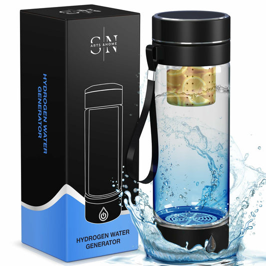 Hydrogen Water Bottle Generator Portable with Infuser 3 Min Electrolysis Black